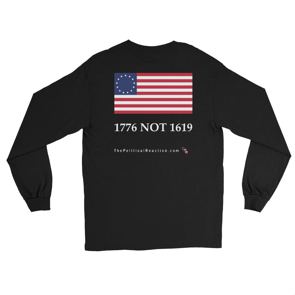 Reaction-1776-not-1619-Longsleeve-shirt-Black-back