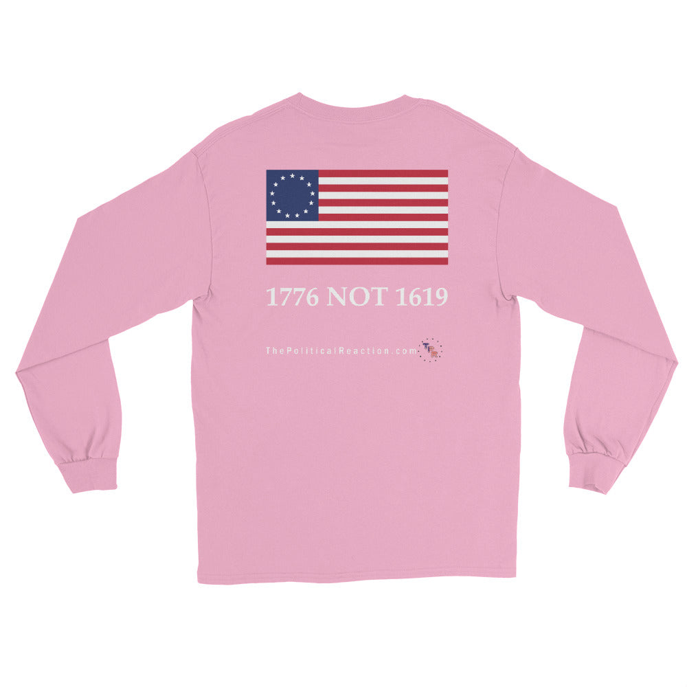 Reaction-1776-not-1619-Longsleeve-shirt-Pink-back