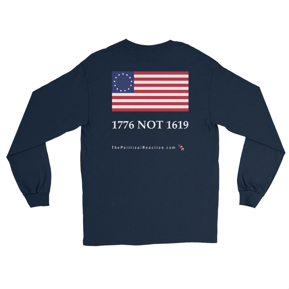 Reaction-1776-not-1619-Longsleeve-shirt-navy-back