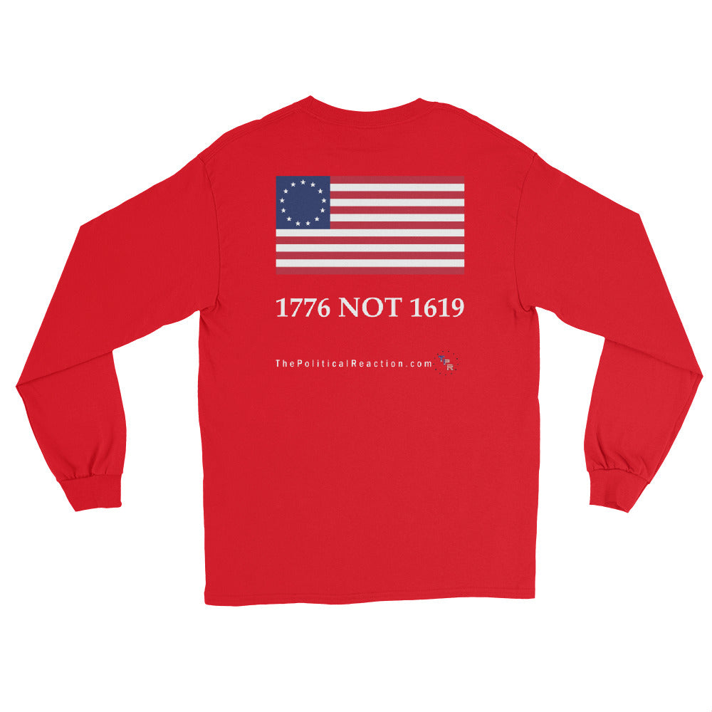 Reaction-1776-not-1619-Longsleeve-shirt-Red-back