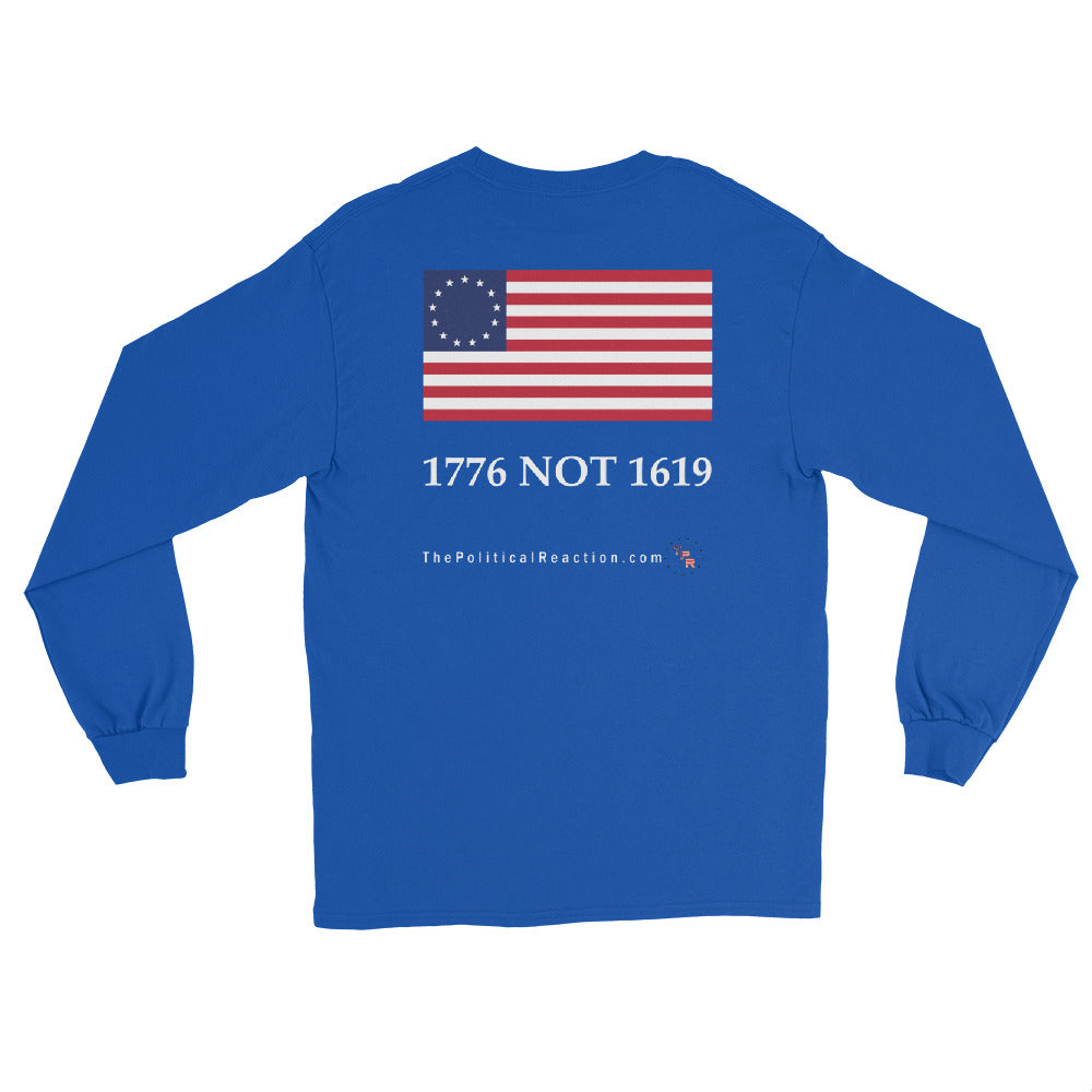 Reaction-1776-not-1619-Longsleeve-shirt-Royal-blue-back