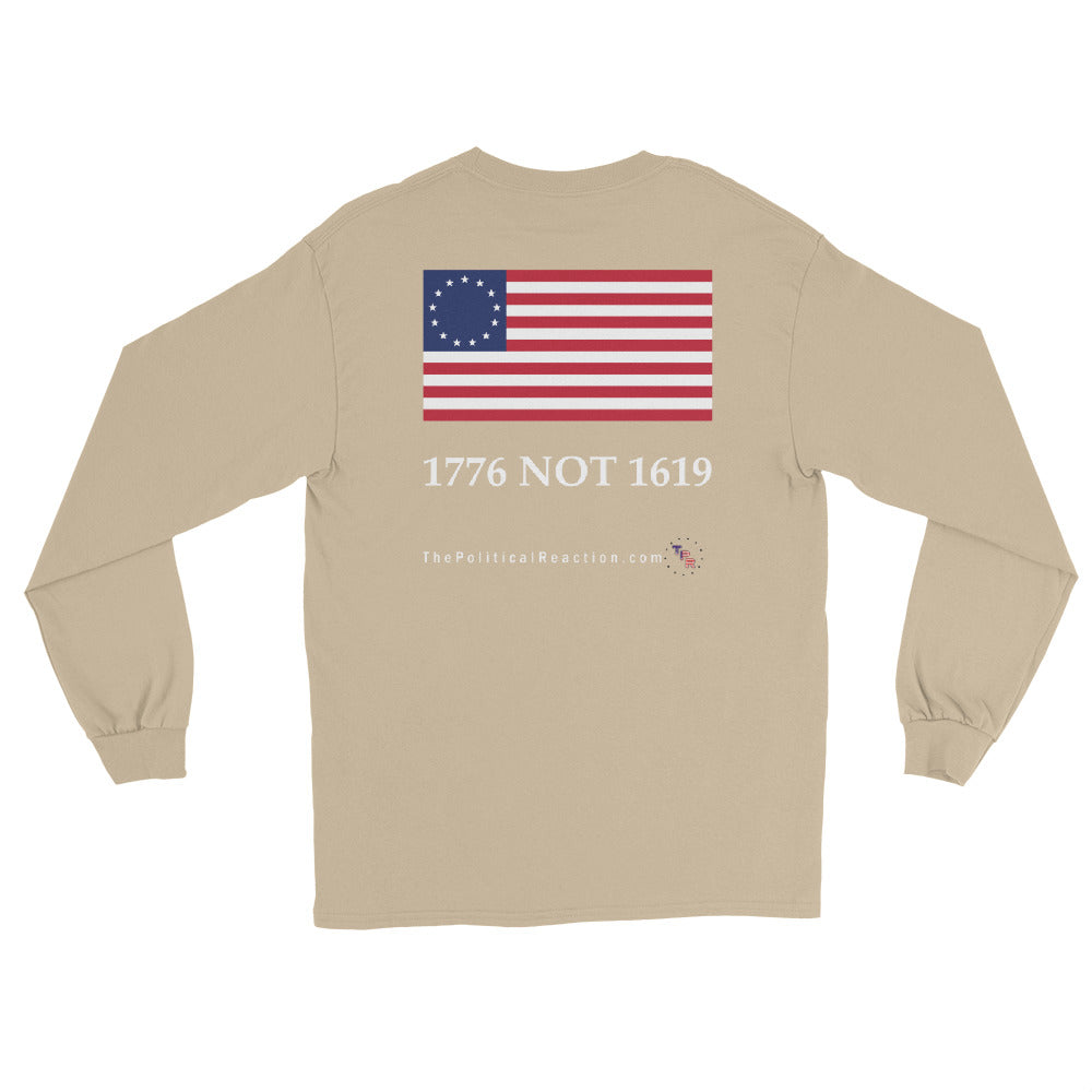 Reaction-1776-not-1619-Longsleeve-shirt-Sand-back