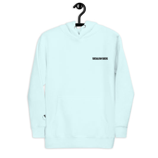 Reaction-Socialism-sucks-premium-hoodie-sky-blue-front